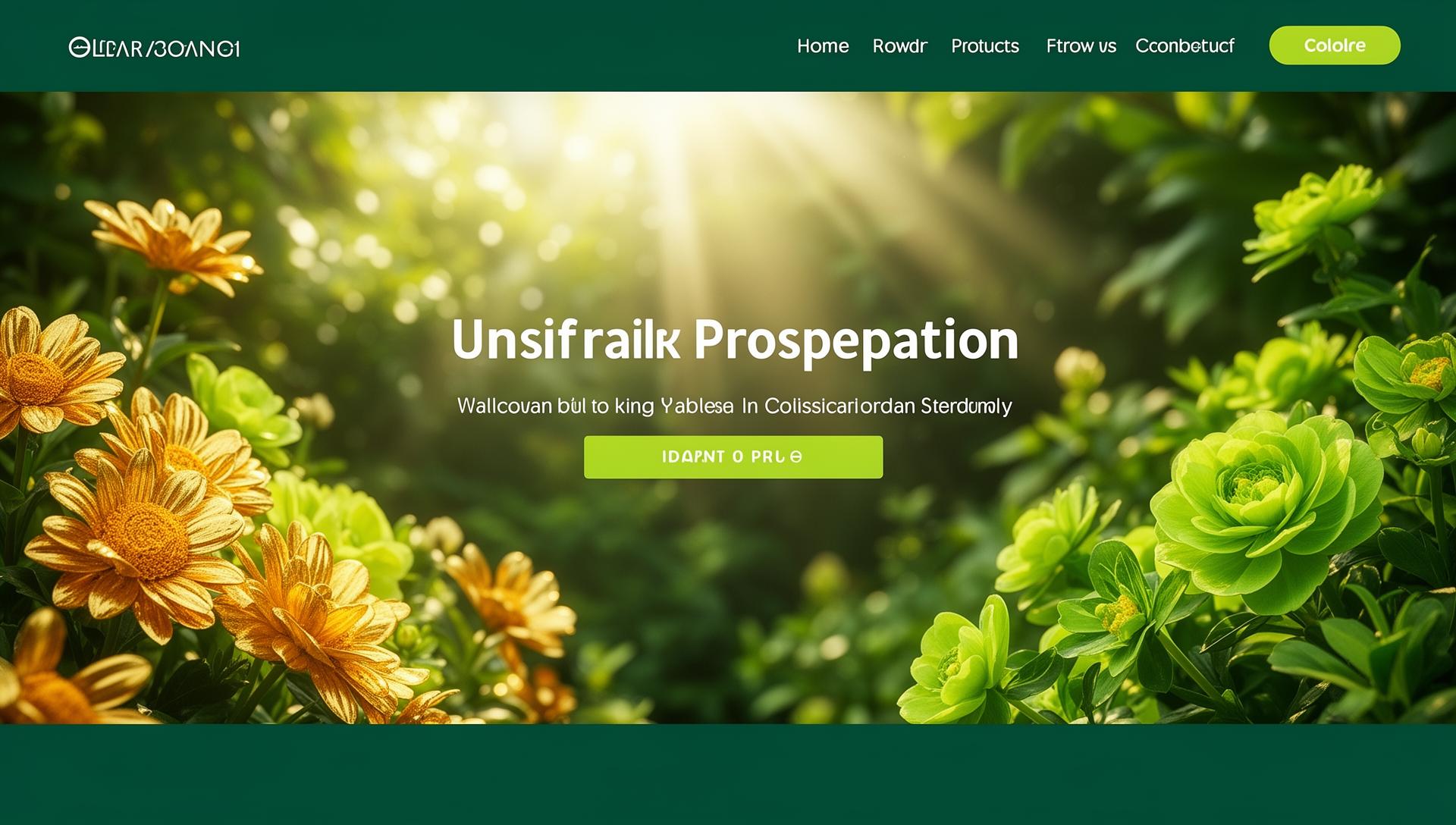 Jardin luxuriant avec des fleurs dorées et vertes symbolisant la chance et la prospérité